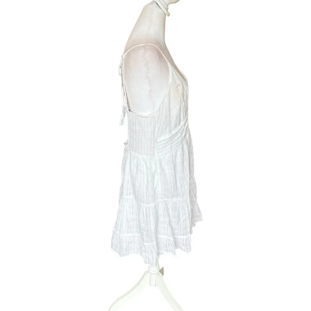 American Eagle Babydoll Mini Dress Strappy Open Back Womens Size Large White